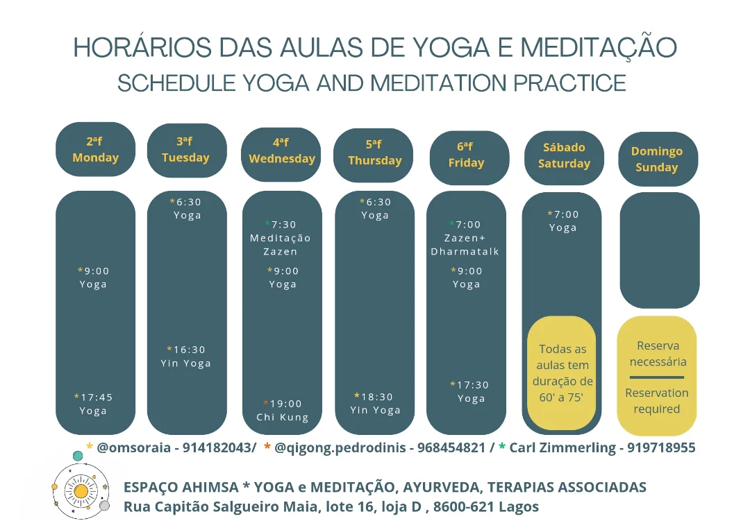Horário das aulas Yoga em Lagos